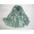 Fashion popular designer floral embroided scarf,hijab scarf,breads scarf